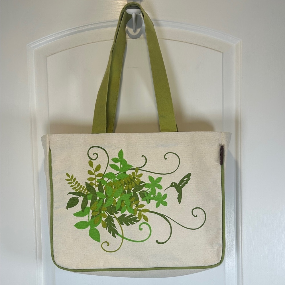 Papyrus Swashy Green Cream Hummingbird Bag Tote